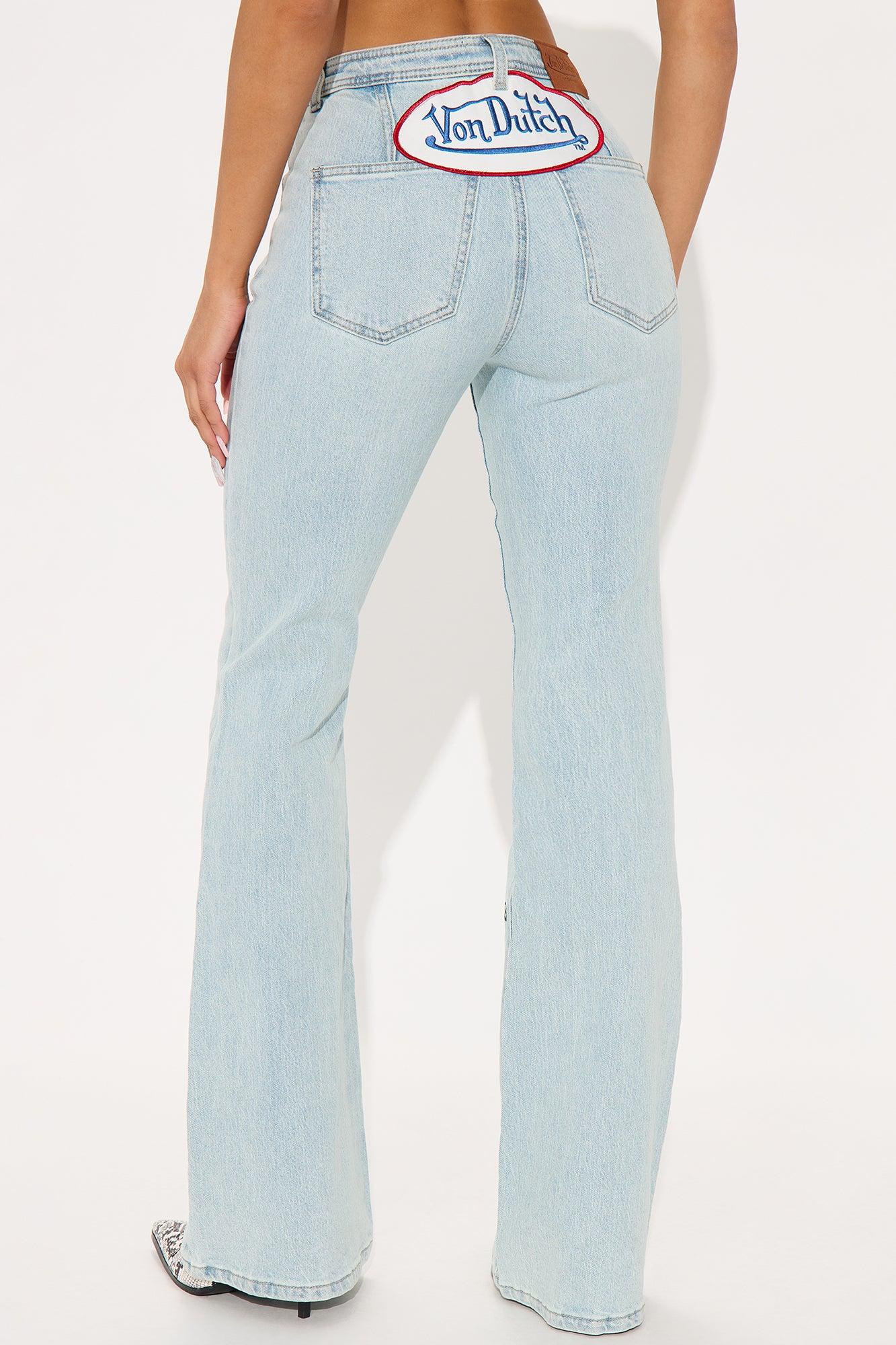 Von Dutch Patchwork Flare Leg Jeans - Light Wash Female Product Image
