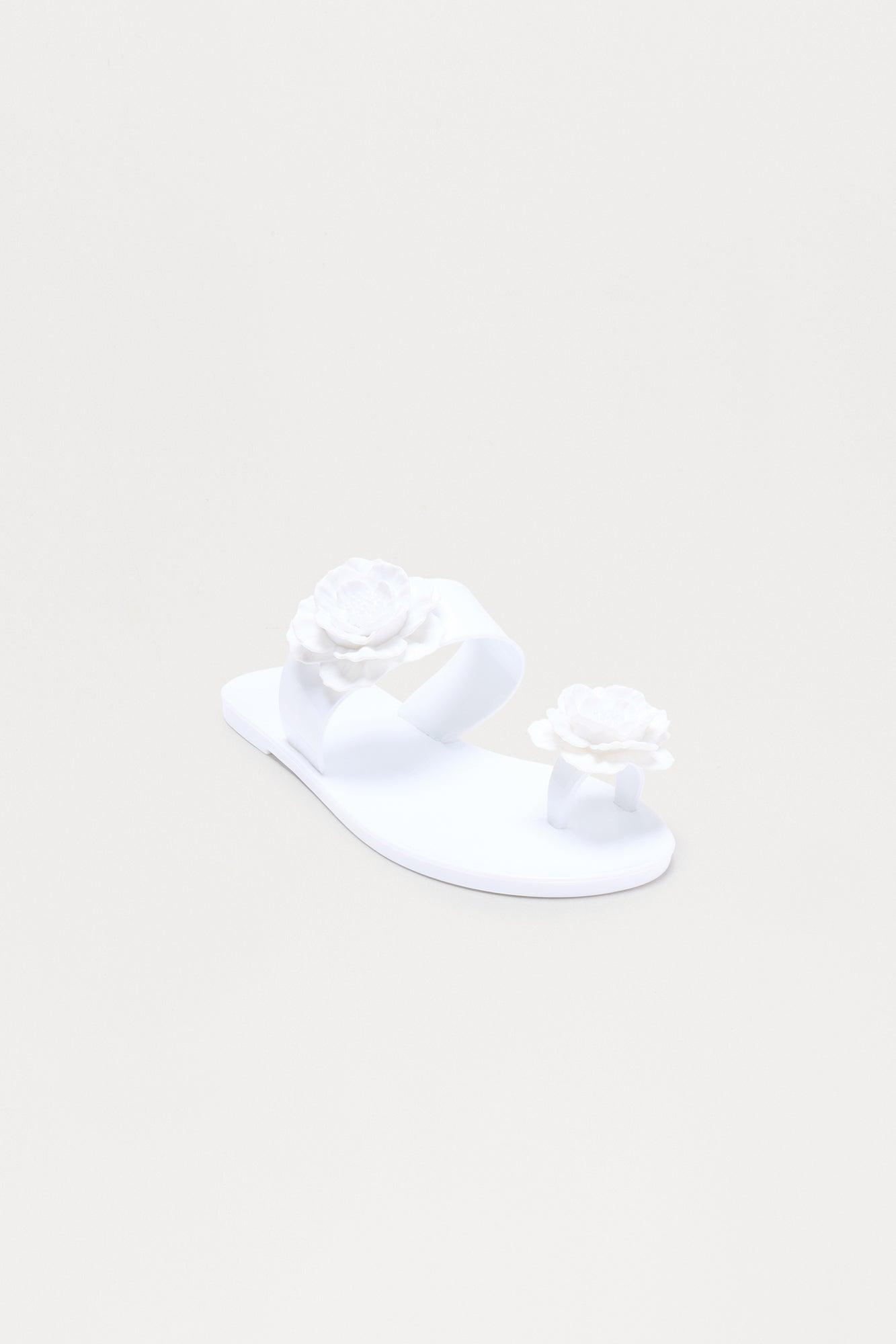 Rosemary Flower Toe Ring Sandals - White Female Product Image