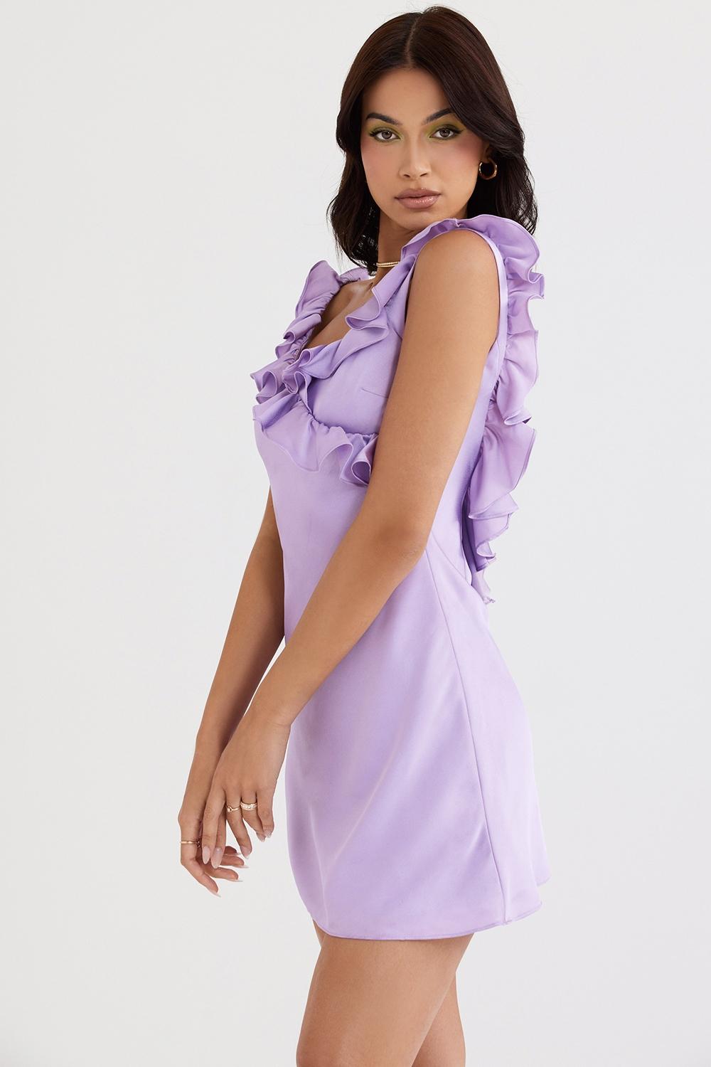 Tink  orchid satin ruffle mini dress - sale Product Image