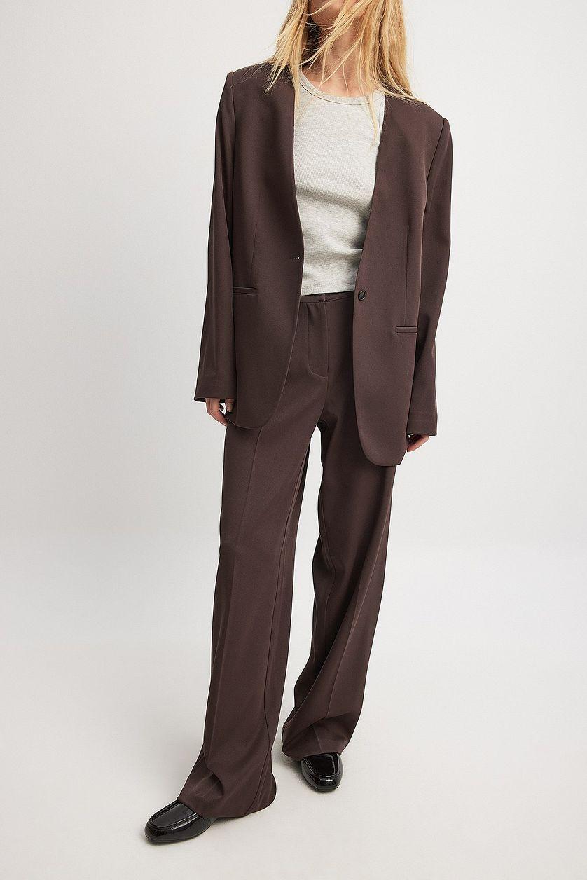 Straight Low Waist Suit Pants Product Image