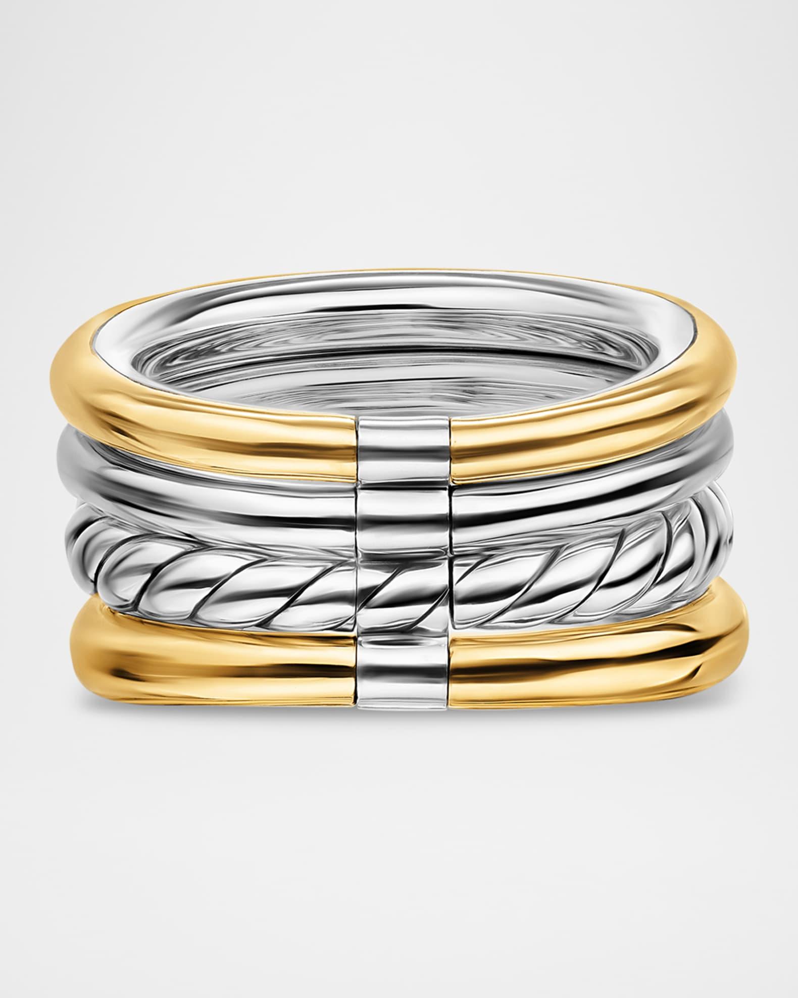 DY Mercer 4 Row Stone Ring with Diamonds in Silver and 18K Gold Product Image