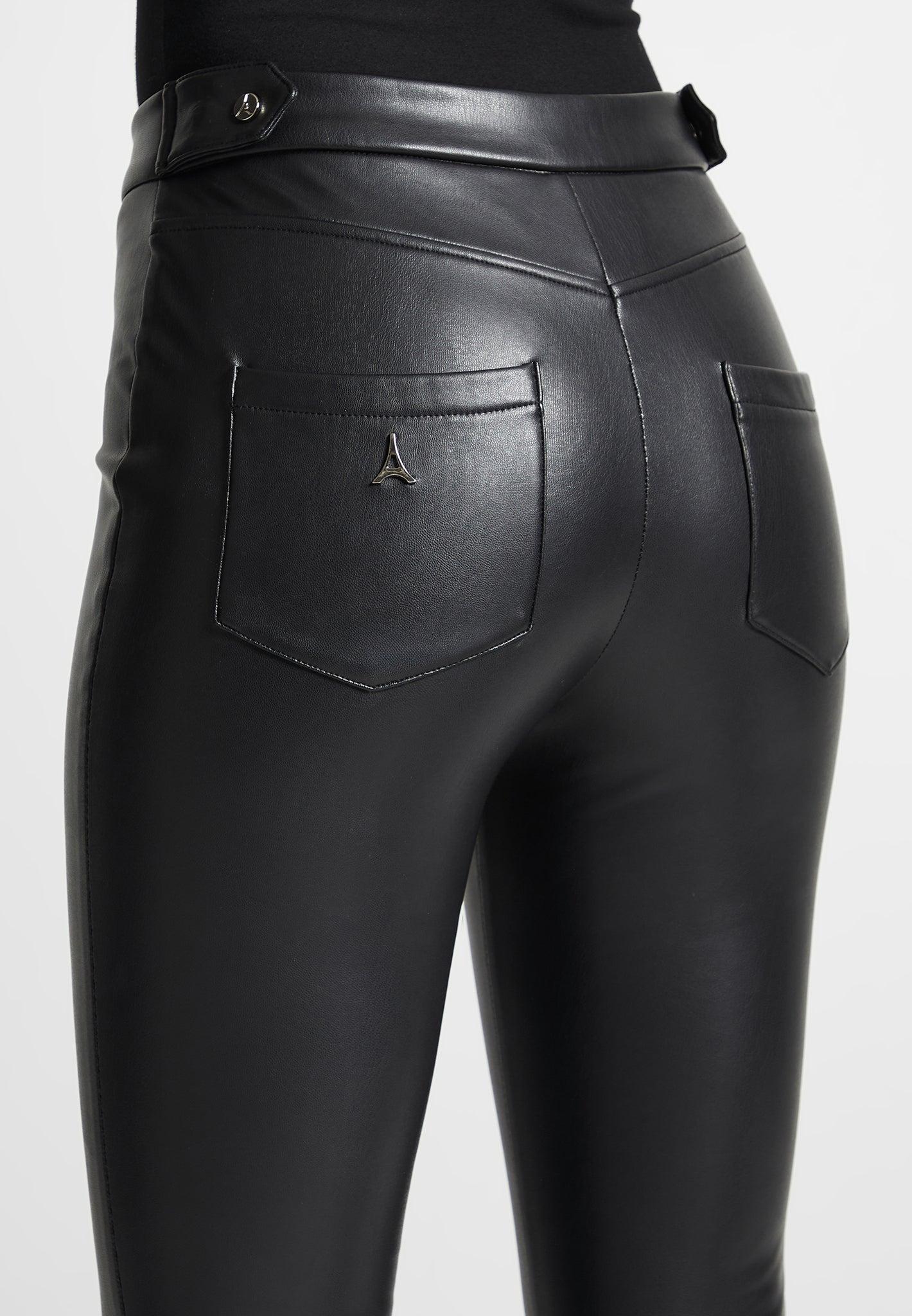 Leather Mini Flared Leggings - Black Female Product Image