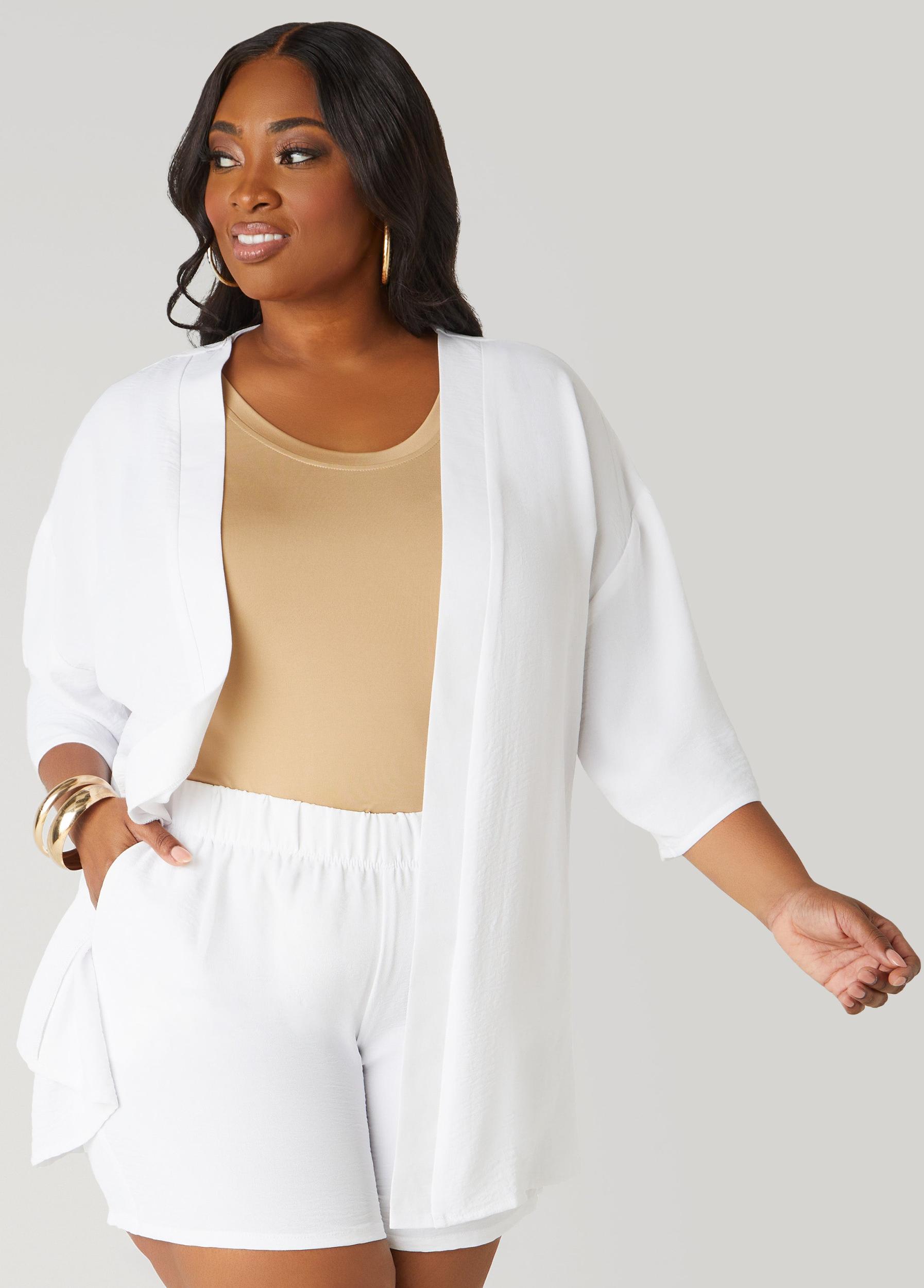 Plus Size Textured Open Front Jacket Ashley Stewart Product Image