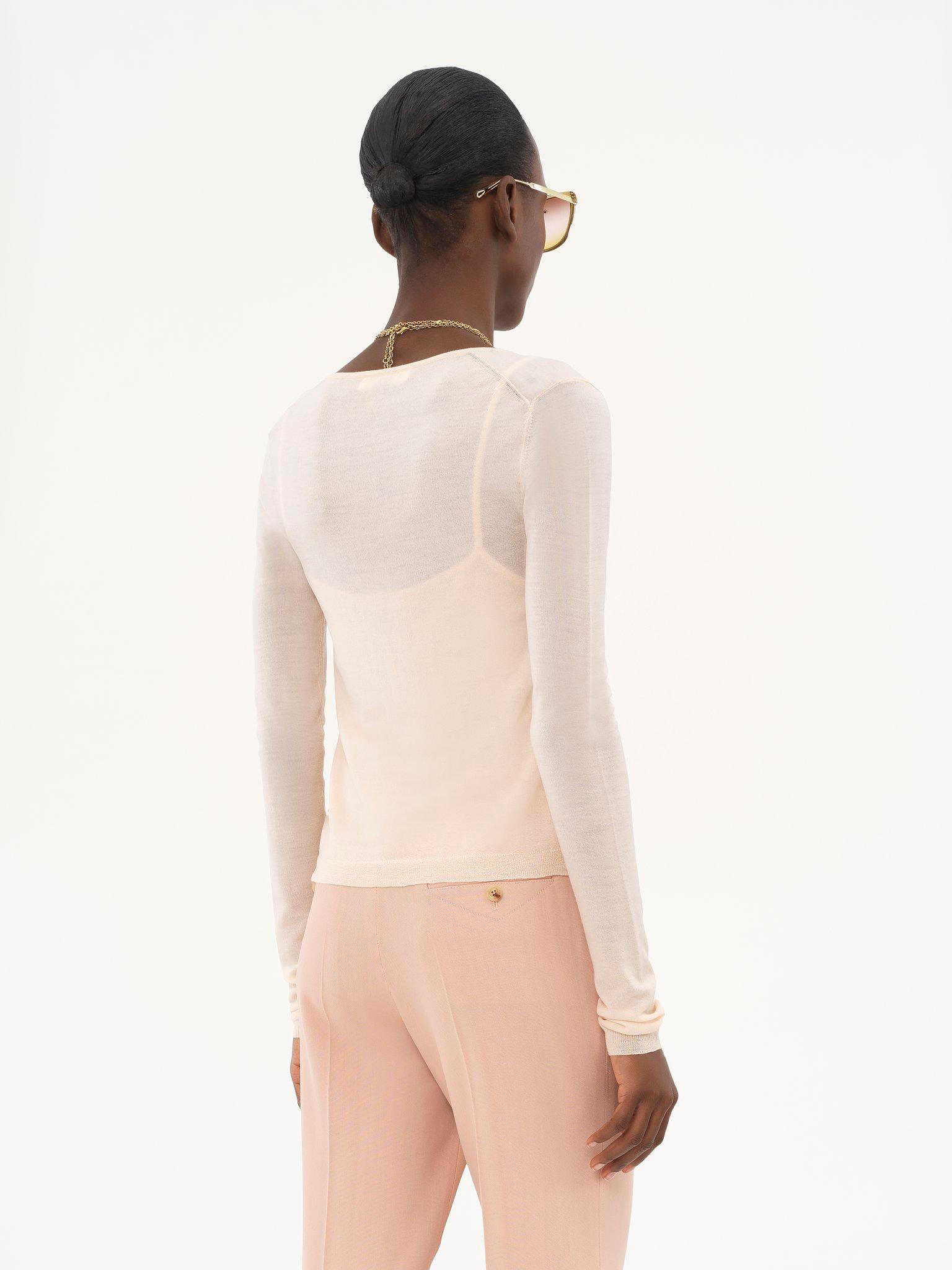 Scoop-neck fitted cardigan in superfine wool knit Product Image