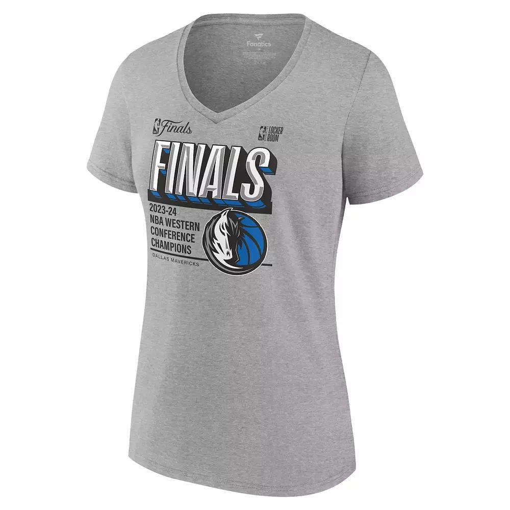 Women's NBA Dallas Mavericks Fanatics 2024 Western Conference Champions Locker Room Authentic T-Shirt, Size: XL, Silver Product Image