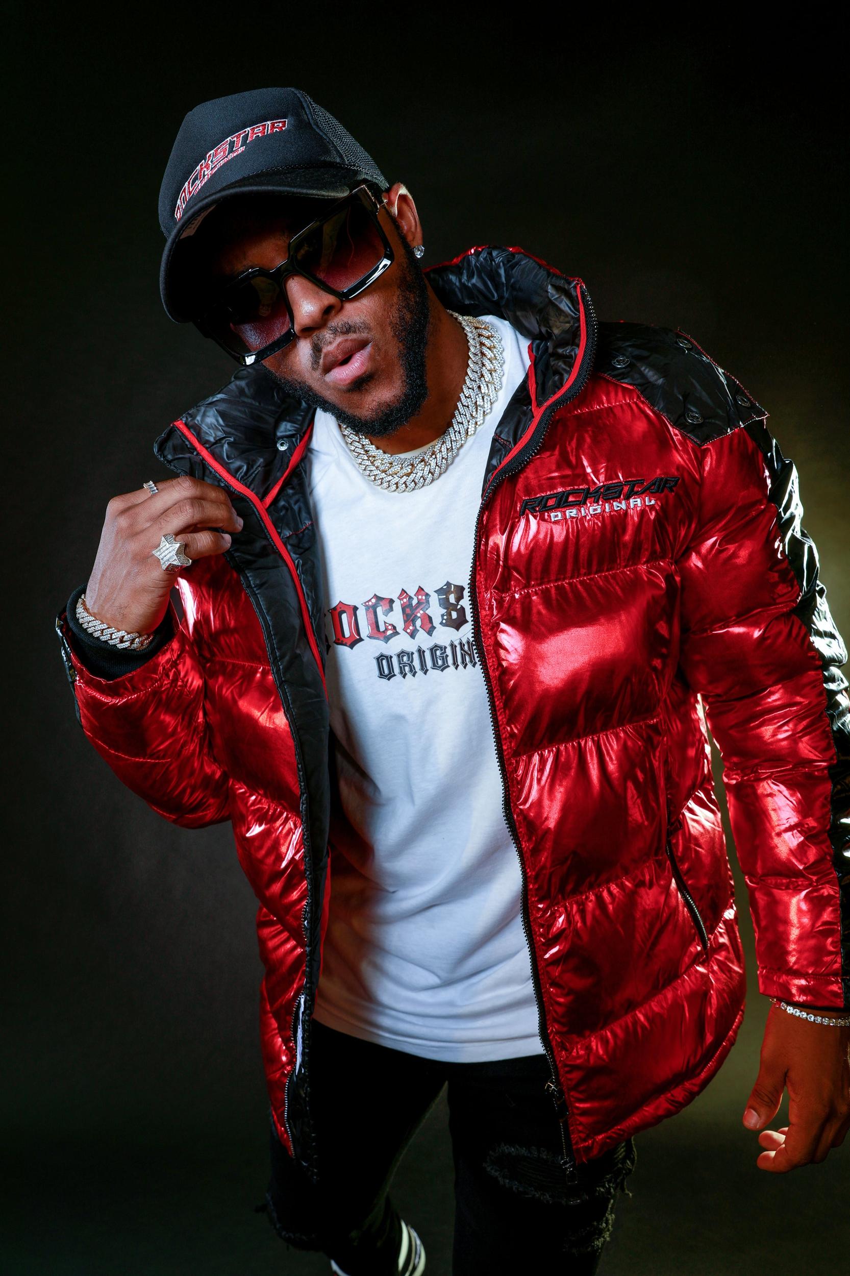 Metallic Red Alasia Puffer Jacket Male Product Image