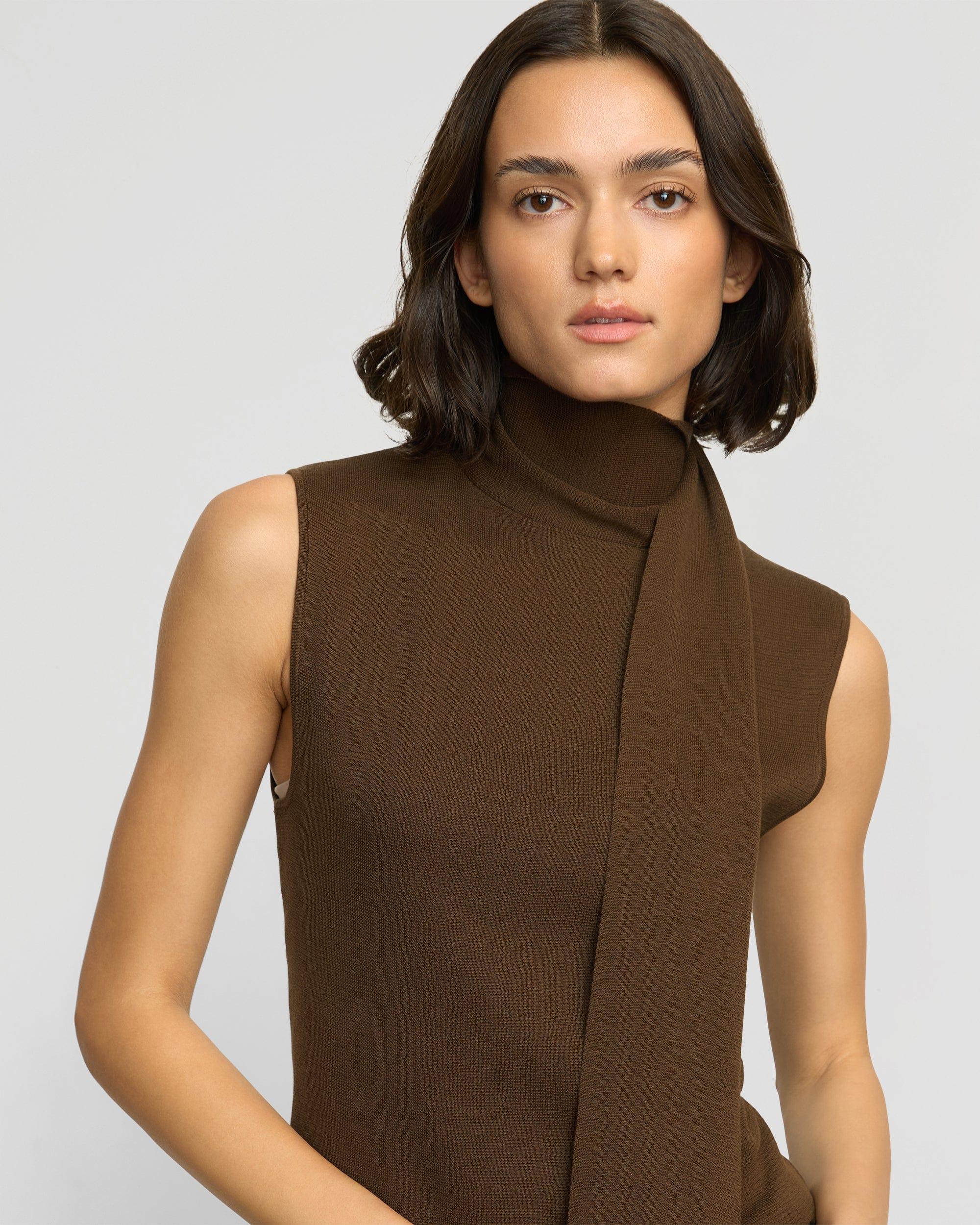 Demi Scarf-Neck Cotton-Silk Knit Top Product Image
