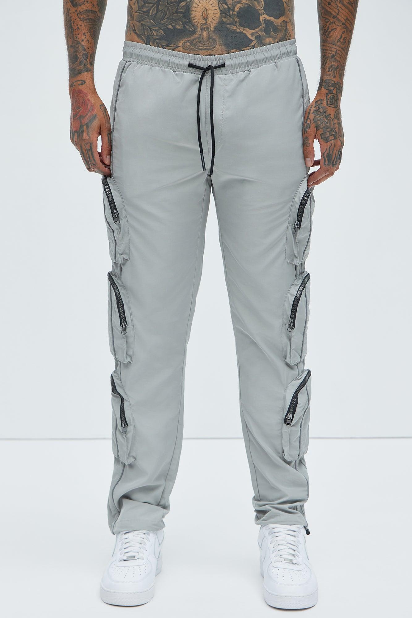 I Got You Cargo Slim Nylon Pants - Grey Product Image