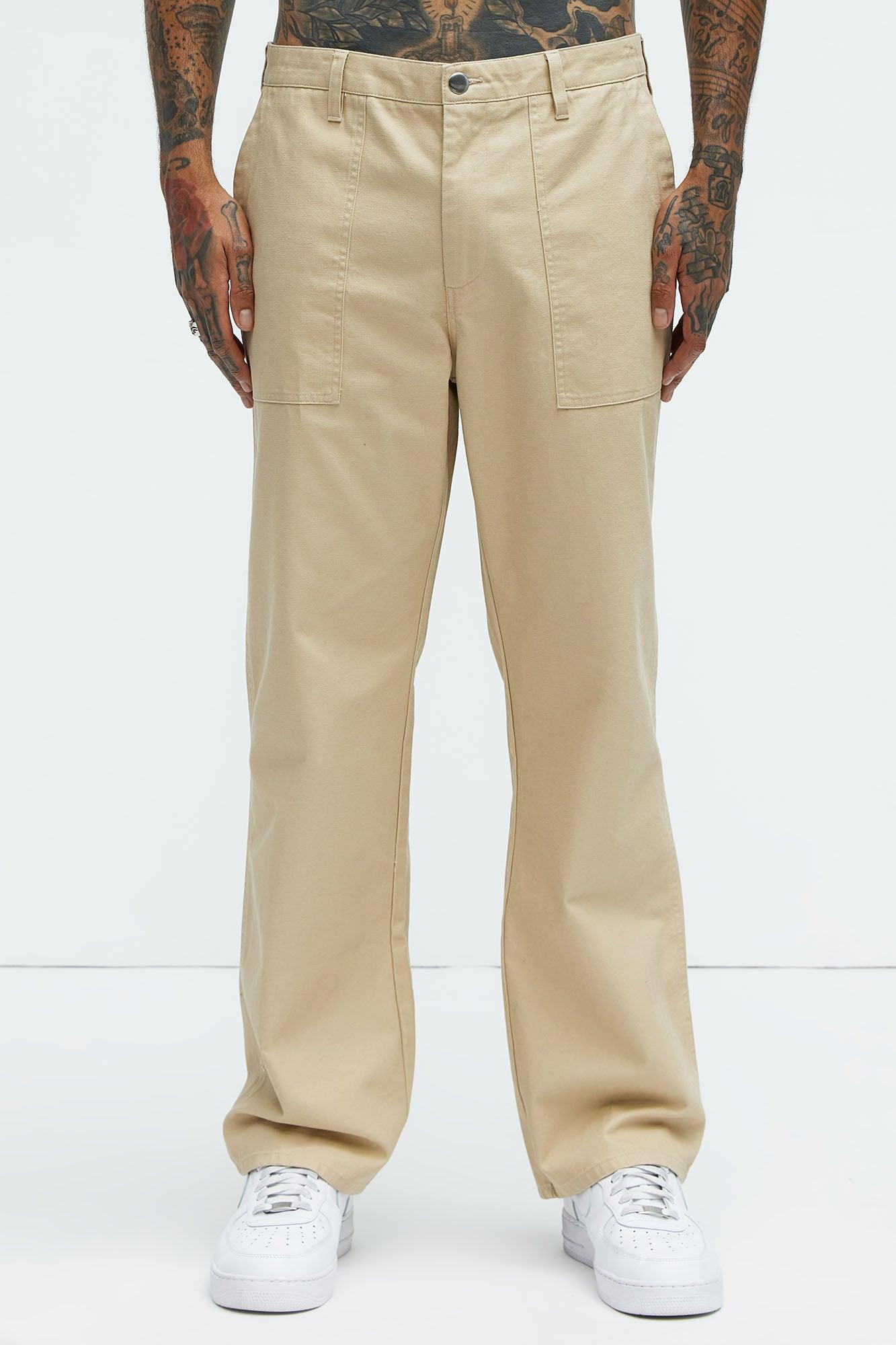 Berry Fatigue Straight Pants - Khaki Product Image