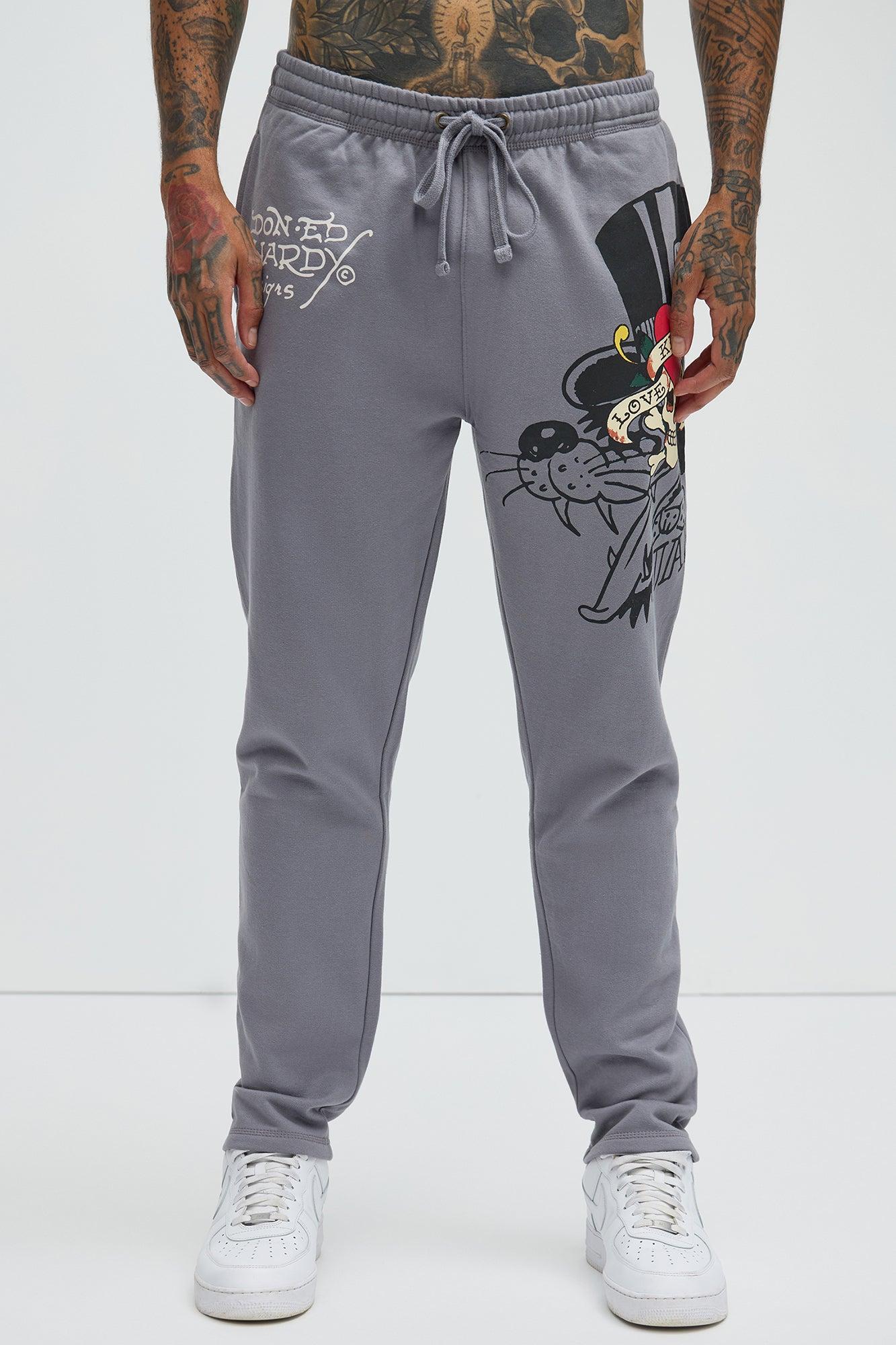 Ed Hardy Love Kills Skull Sweatpants - Grey Product Image