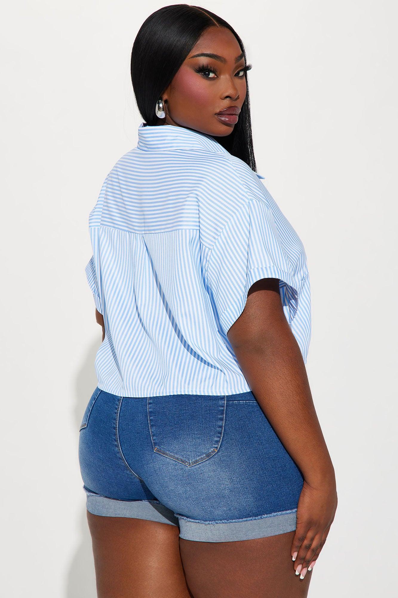 By The Bay Striped Shirt - White/Blue Product Image