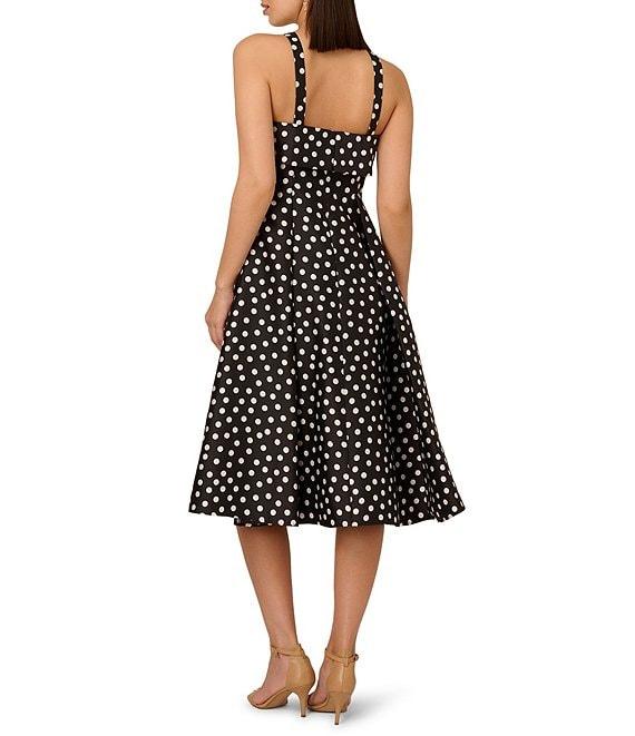 Adrianna Papell Halter Neck Polka Dot Mikado A-Line Midi Dress Product Image