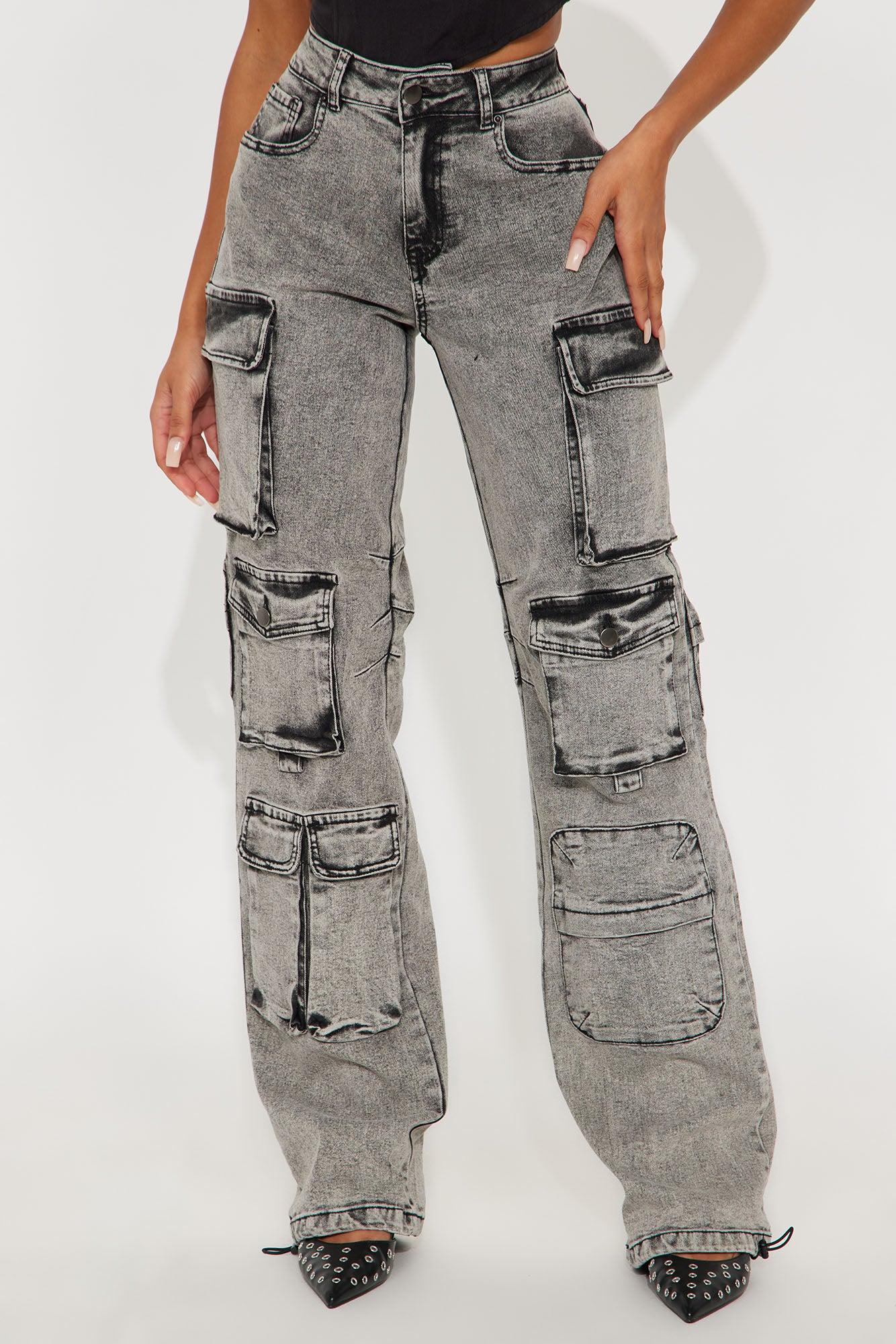 Tall Fairfax High Rise Stretch Cargo Jean - Acid Wash Grey Female Product Image