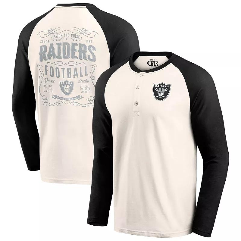 Men's Darius Rucker Collection by Fanatics Cream/Black New Orleans Saints Raglan Henley T-Shirt,  Product Image