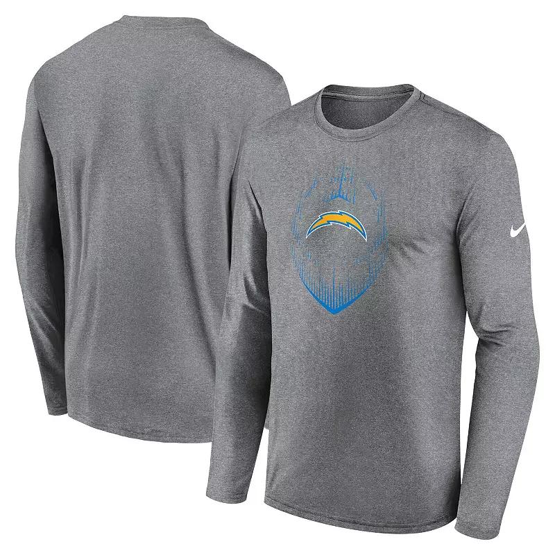 Men's Nike Heather Gray Los Angeles Chargers Legend Icon Long Sleeve T-Shirt,  Product Image