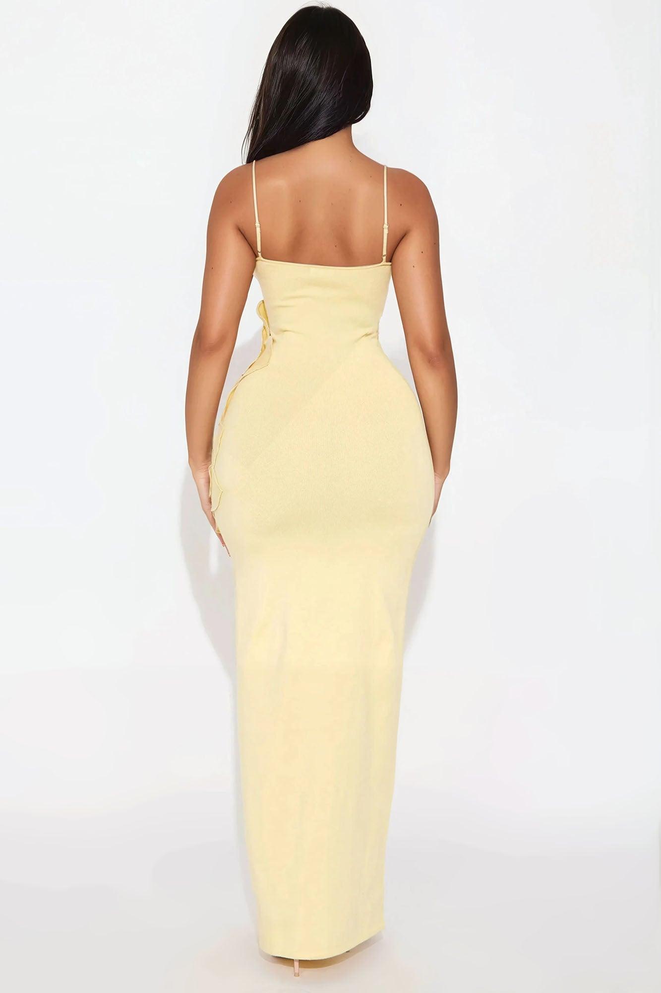 Flora Sweater Maxi Dress  - Butter Yellow Product Image