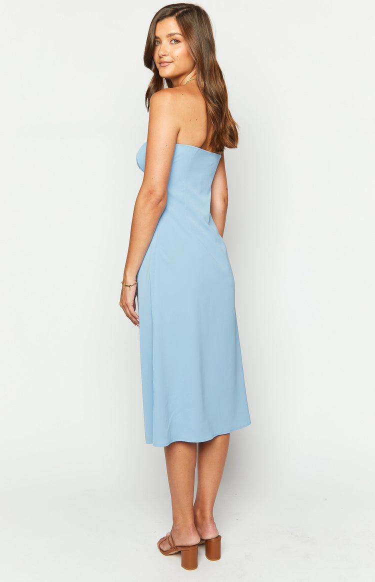 Dion Blue Strapless Midi Dress Baby Product Image