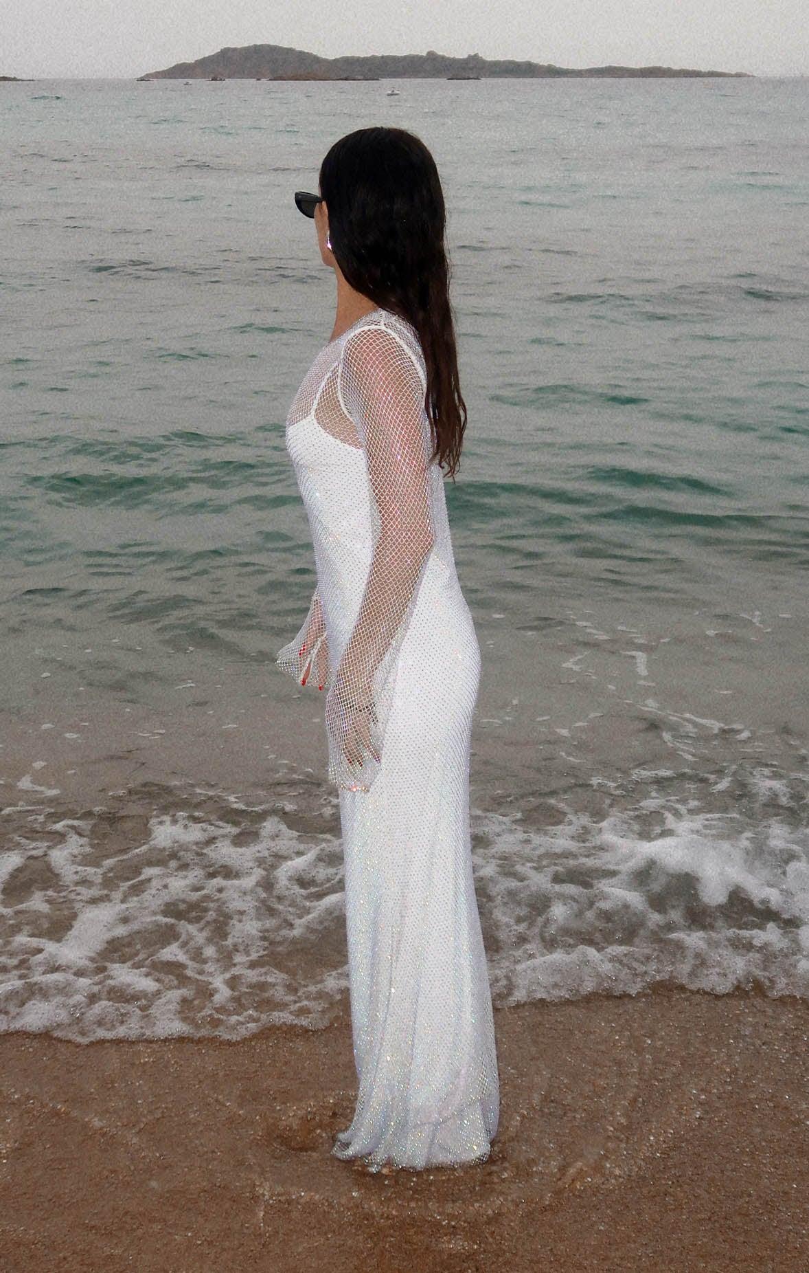 Iconic Maxi Dress ~ White Glitz Product Image