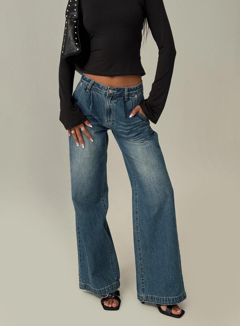 Laguardia Wide Leg Jeans Dark Blue Wash Product Image