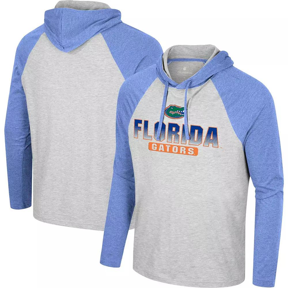 Men's Colosseum  Heather Grey Clemson Tigers Hasta La Vista Raglan Hoodie Long Sleeve T-Shirt, Size: Large Product Image