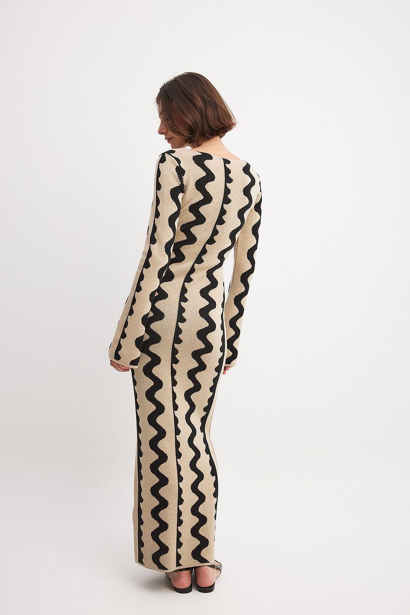 Wide Sleeve Knitted Maxi Dress Multicolor Product Image