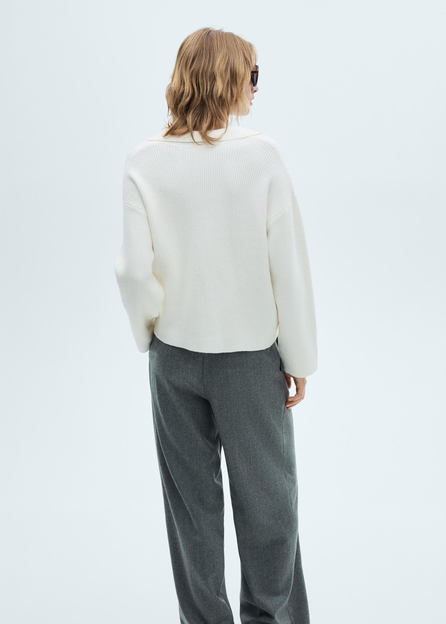 Knitted polo-neck sweater - Women | MANGO USA Product Image