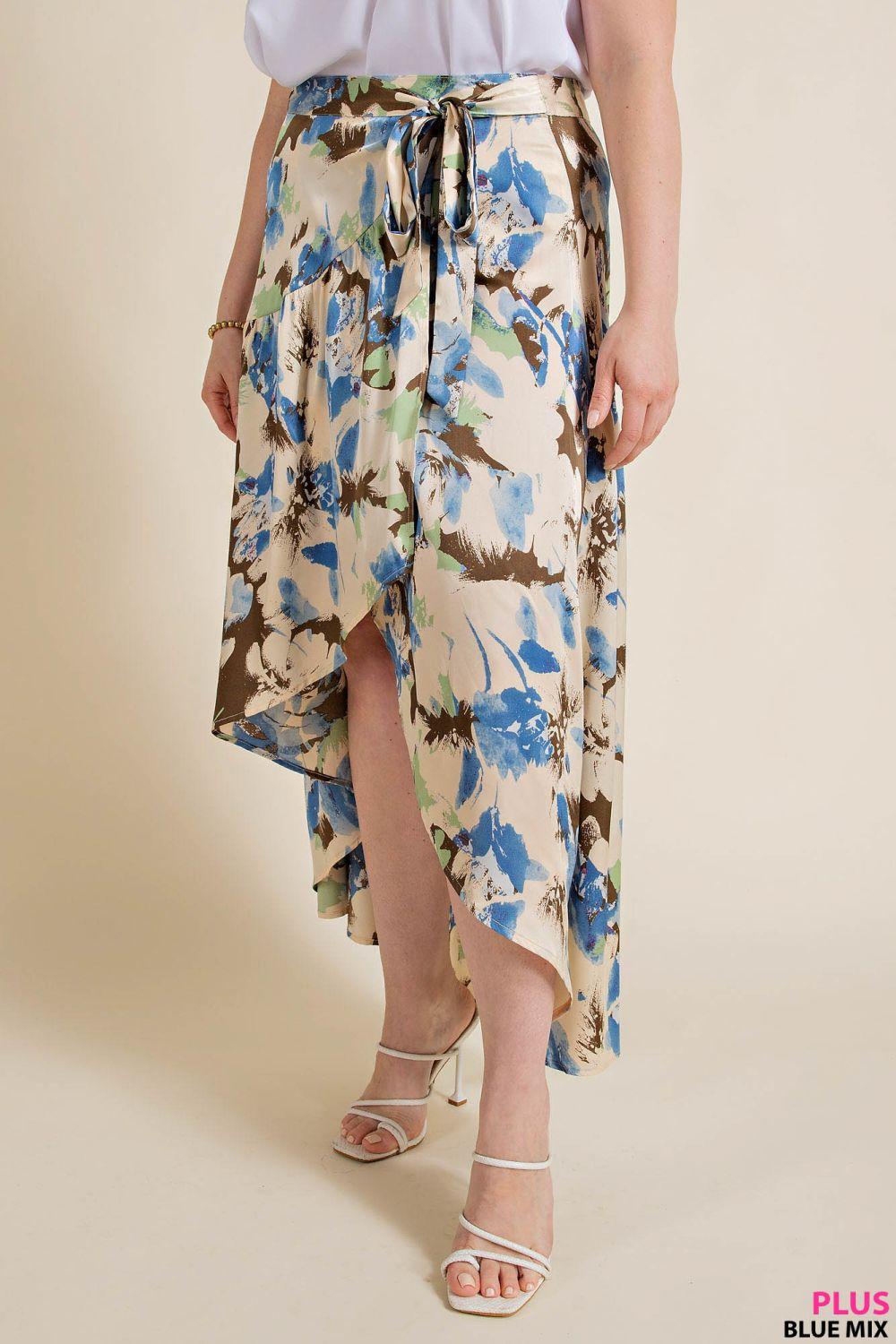 Tansy Botanical Faux Wrap Midi Skirt Product Image