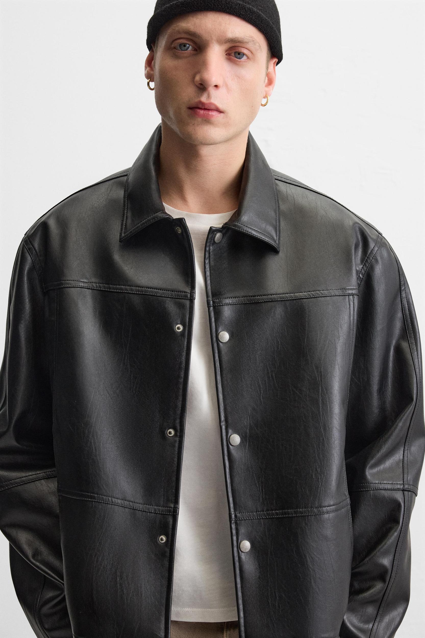 FAUX LEATHER OVERSHIRT Product Image