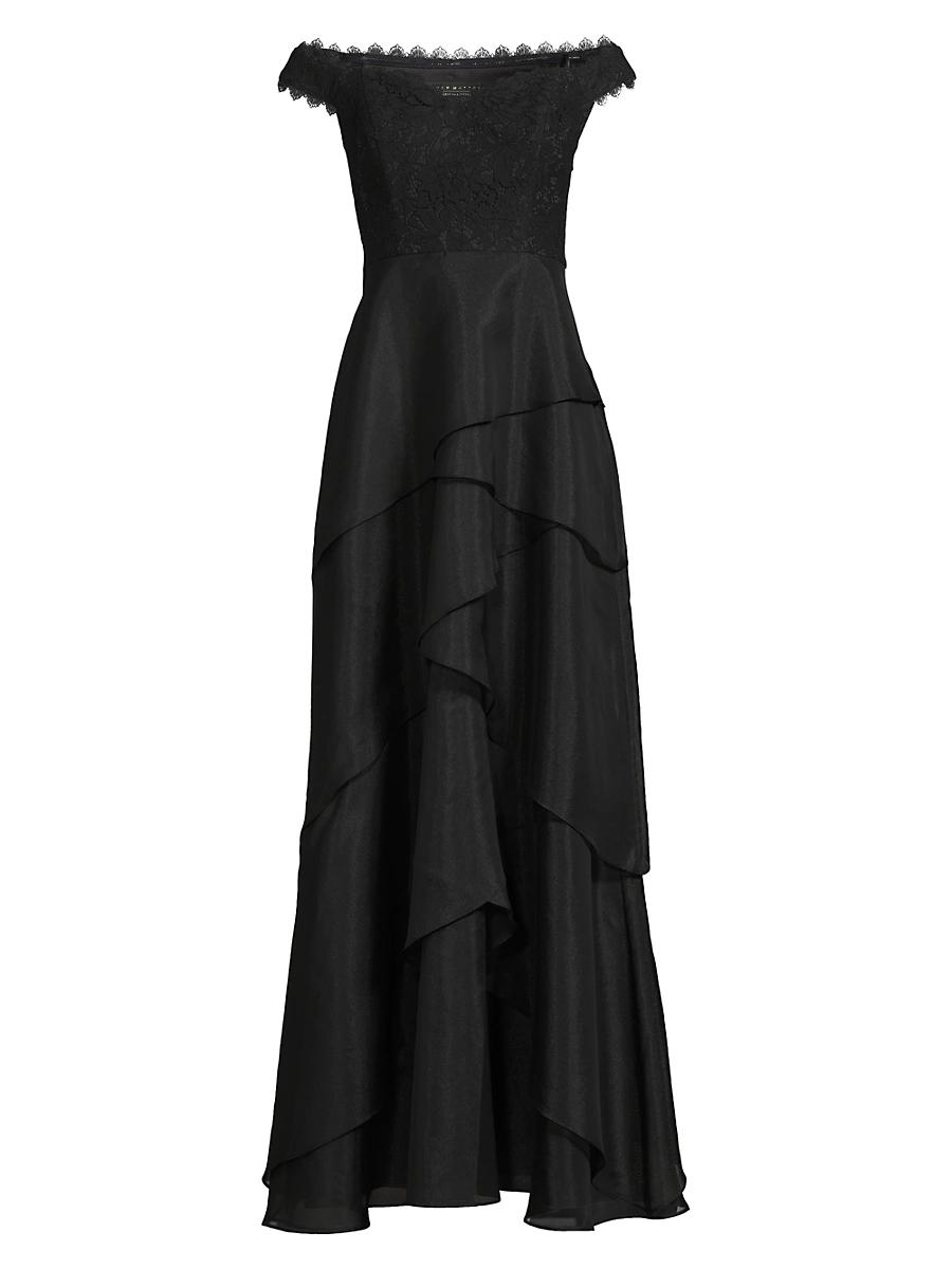 Womens Lace & Organza A-Line Gown Product Image