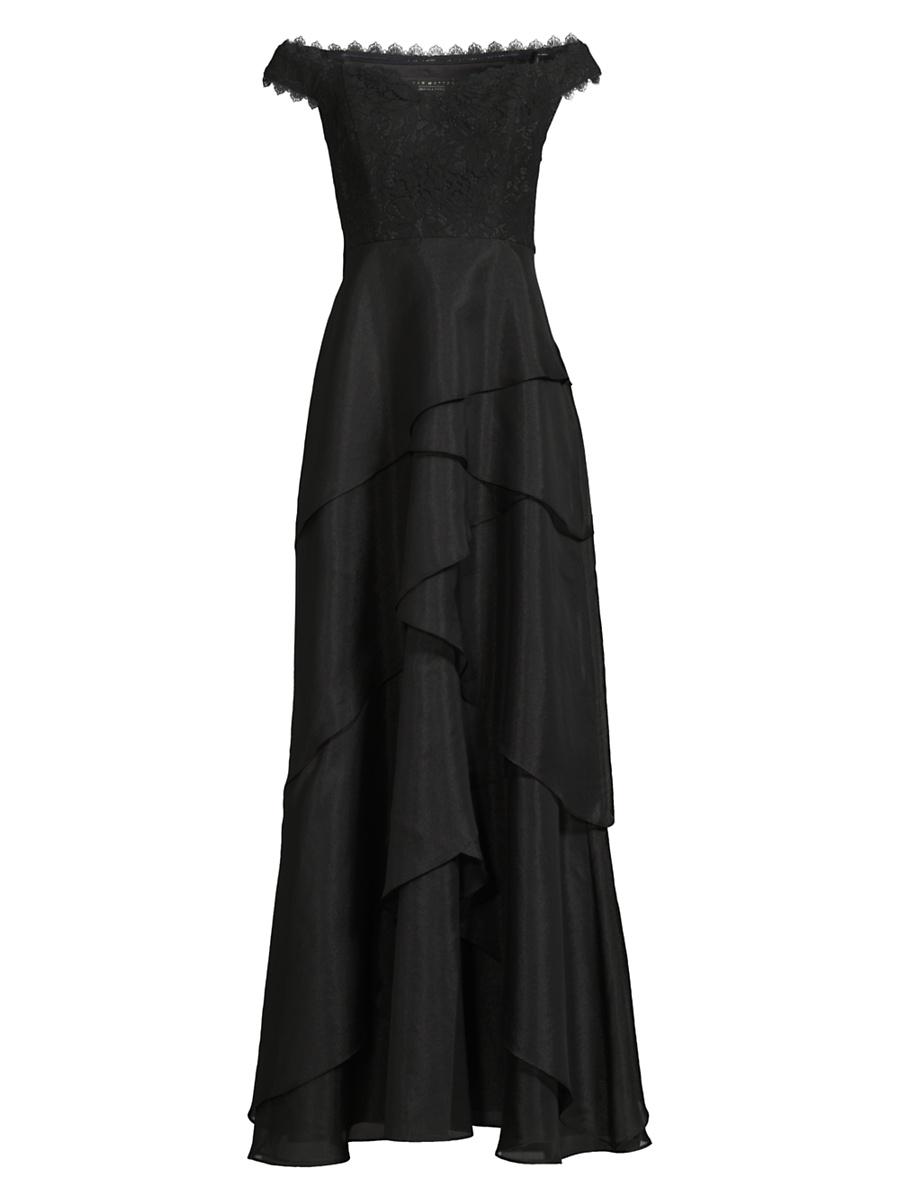 Womens Lace & Organza A-Line Gown Product Image