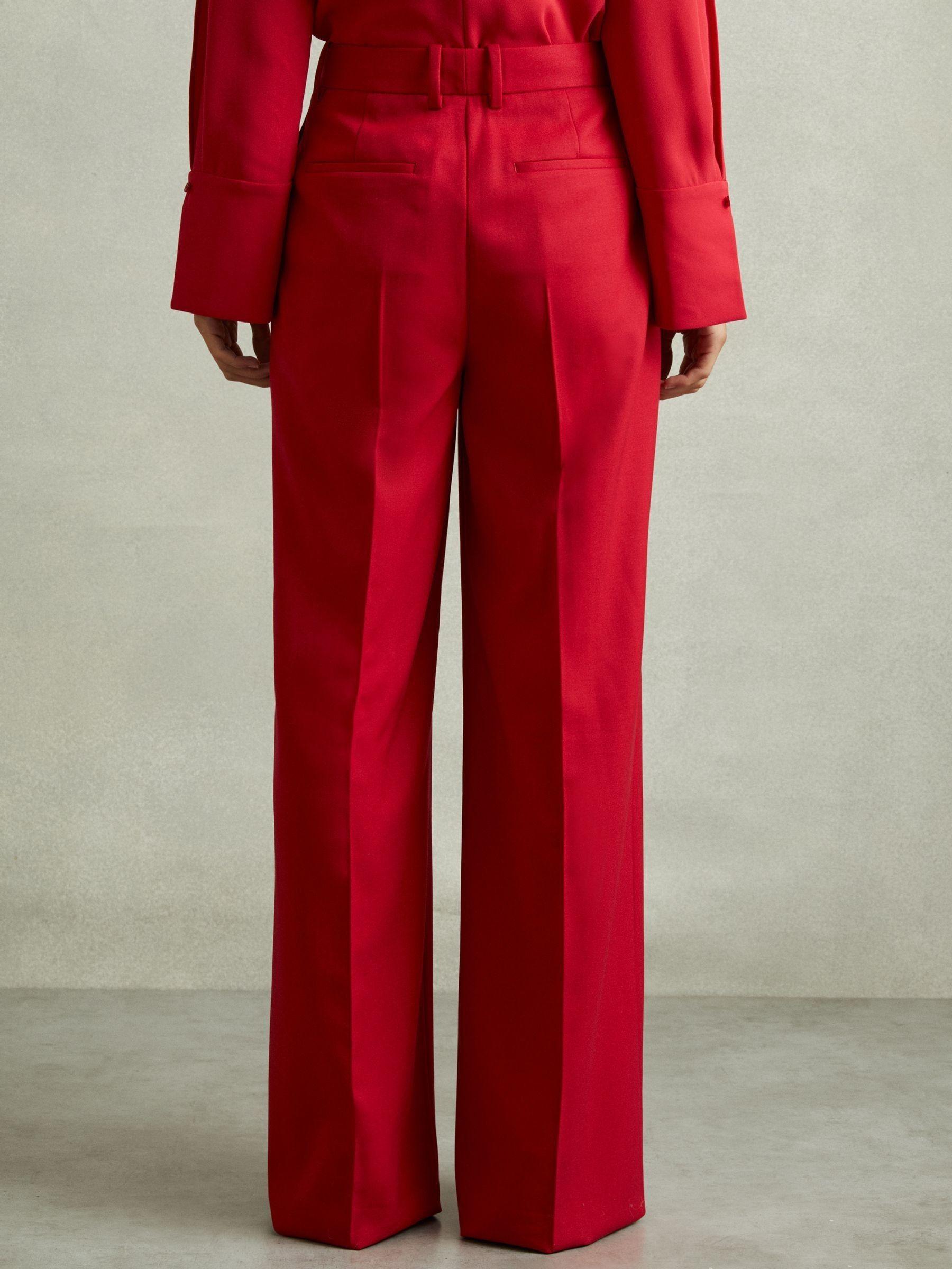 Wool Blend Wide Leg Tux Trousers in Red Product Image