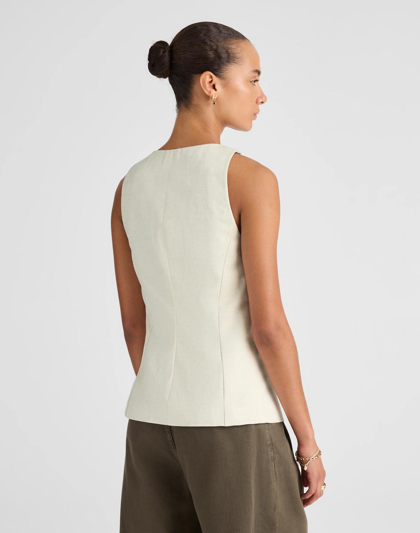 Crewneck Cutaway Vest in Drapey Twill Product Image