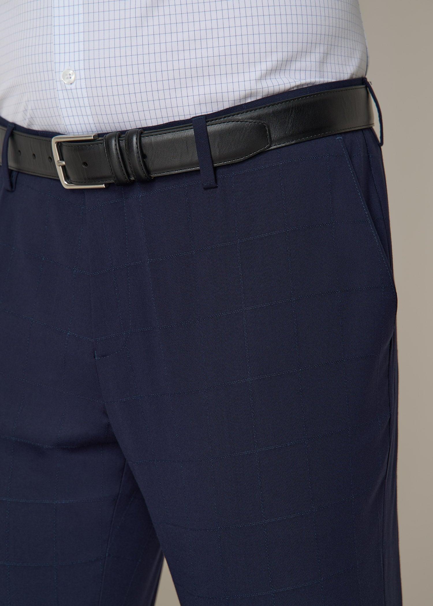 Suit Trousers for Tall Men in Blue Windowpane Product Image