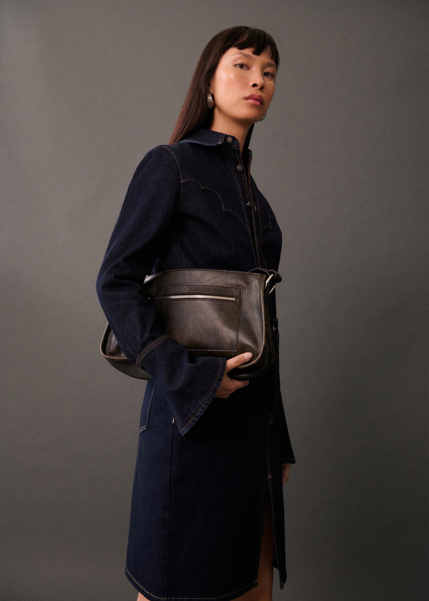 Rinse-wash denim midi-skirt - Women | MANGO USA Product Image