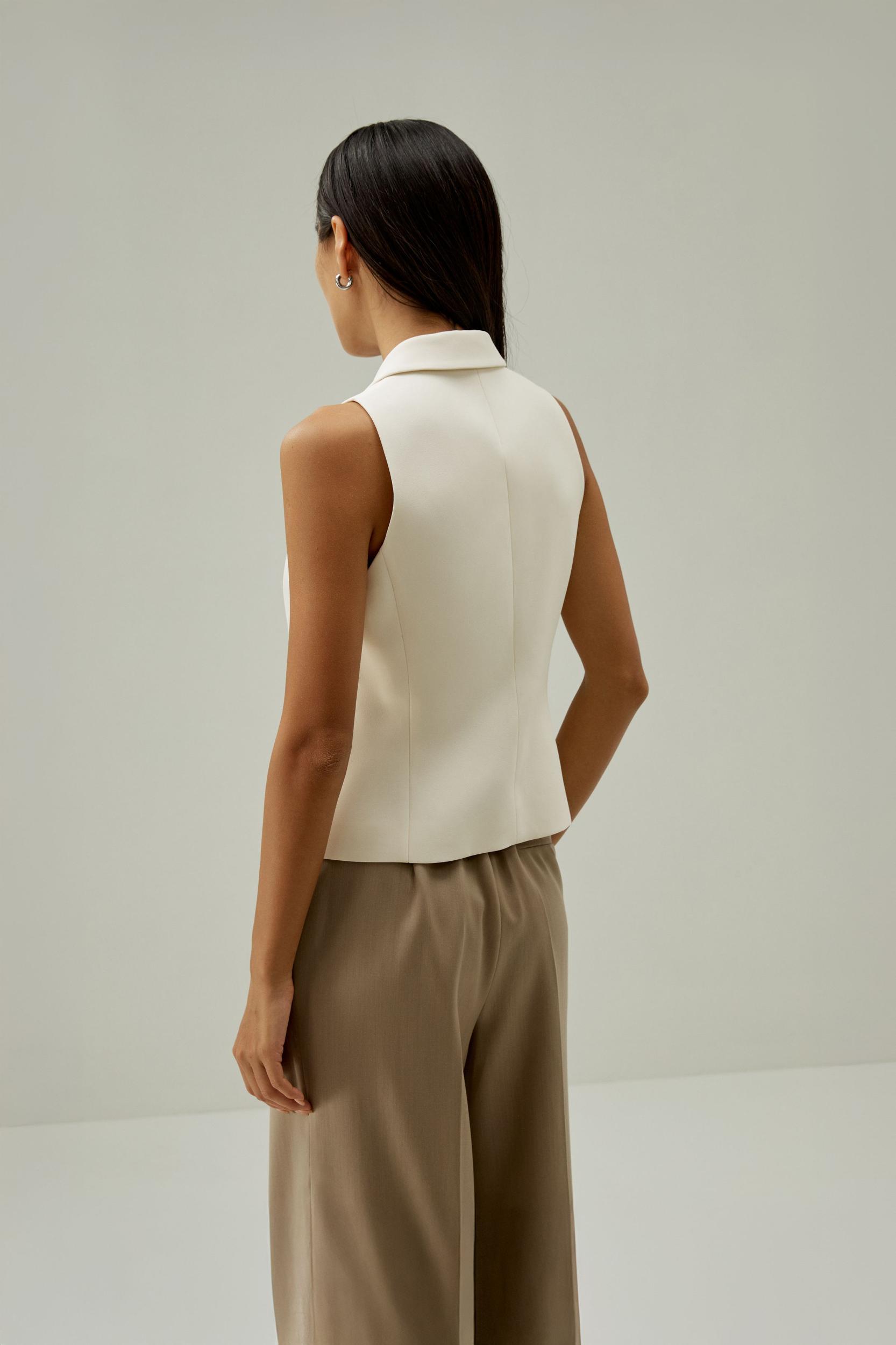 LILYSILK Womens Sleeveless Blazer Vest - Lily White Mulberry Silk - Feminine Slim Fit Tops 16 Product Image