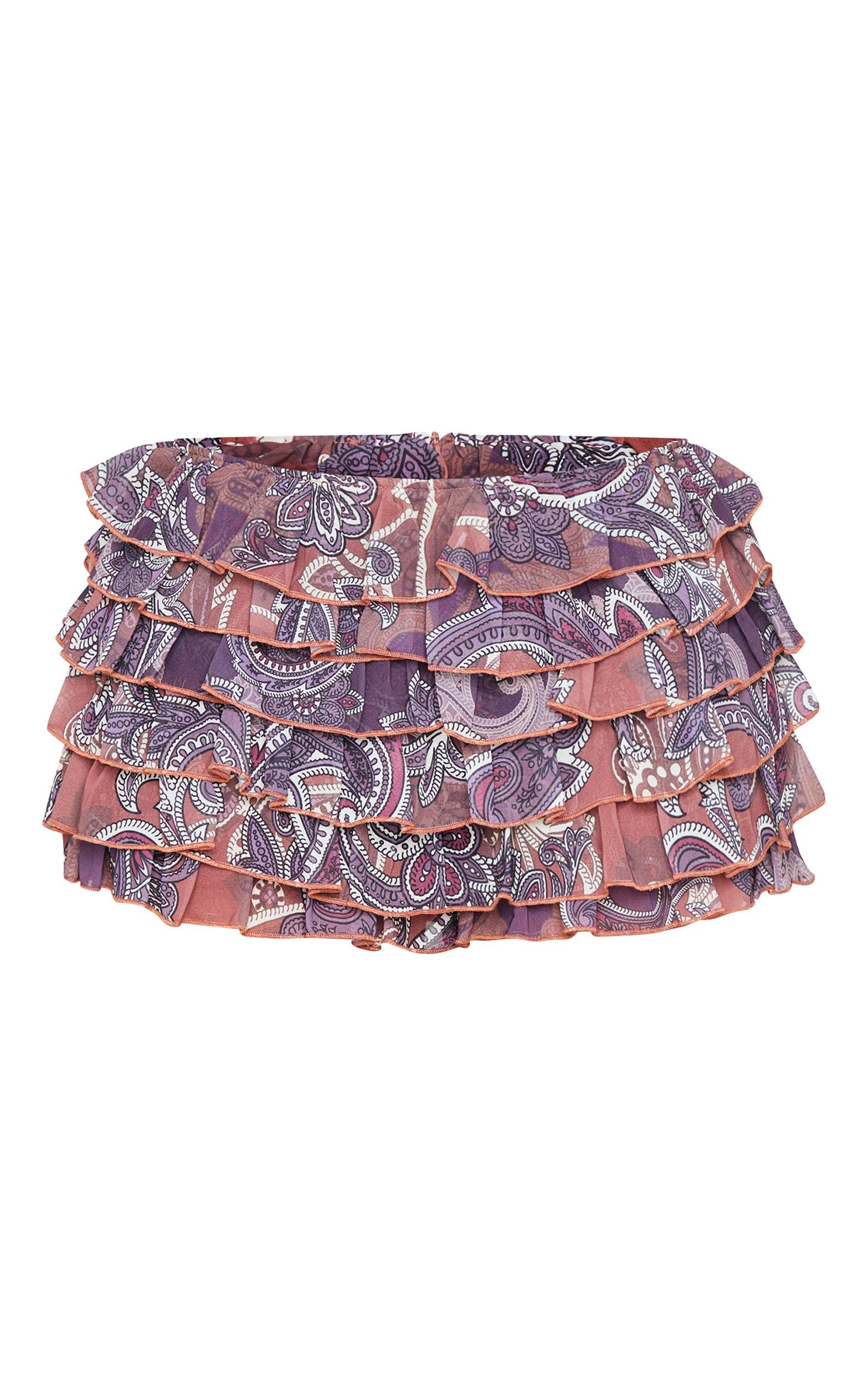 Shape Purple Paisley Print Frill Bloomer Shorts Product Image