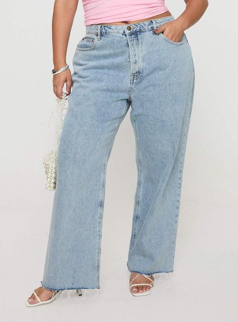 Fawcett High Rise Straight Leg Jeans Light Blue Wash Curve Product Image