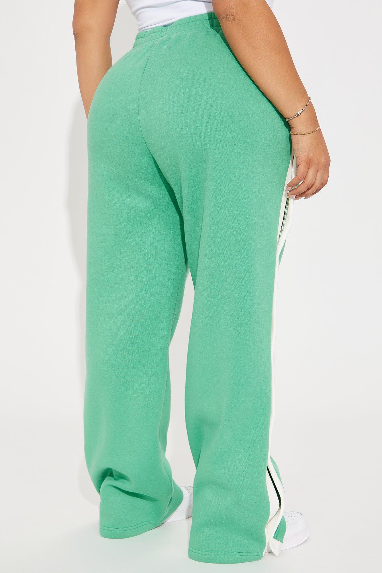 Olivia Fleece Wide Leg Sweatpants - Green/combo Product Image