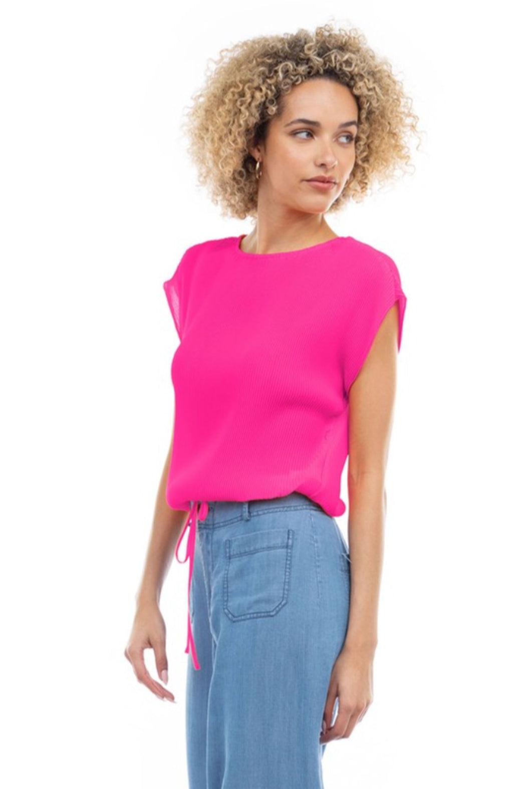 Elastic Waist Cap Sleeve Top Product Image