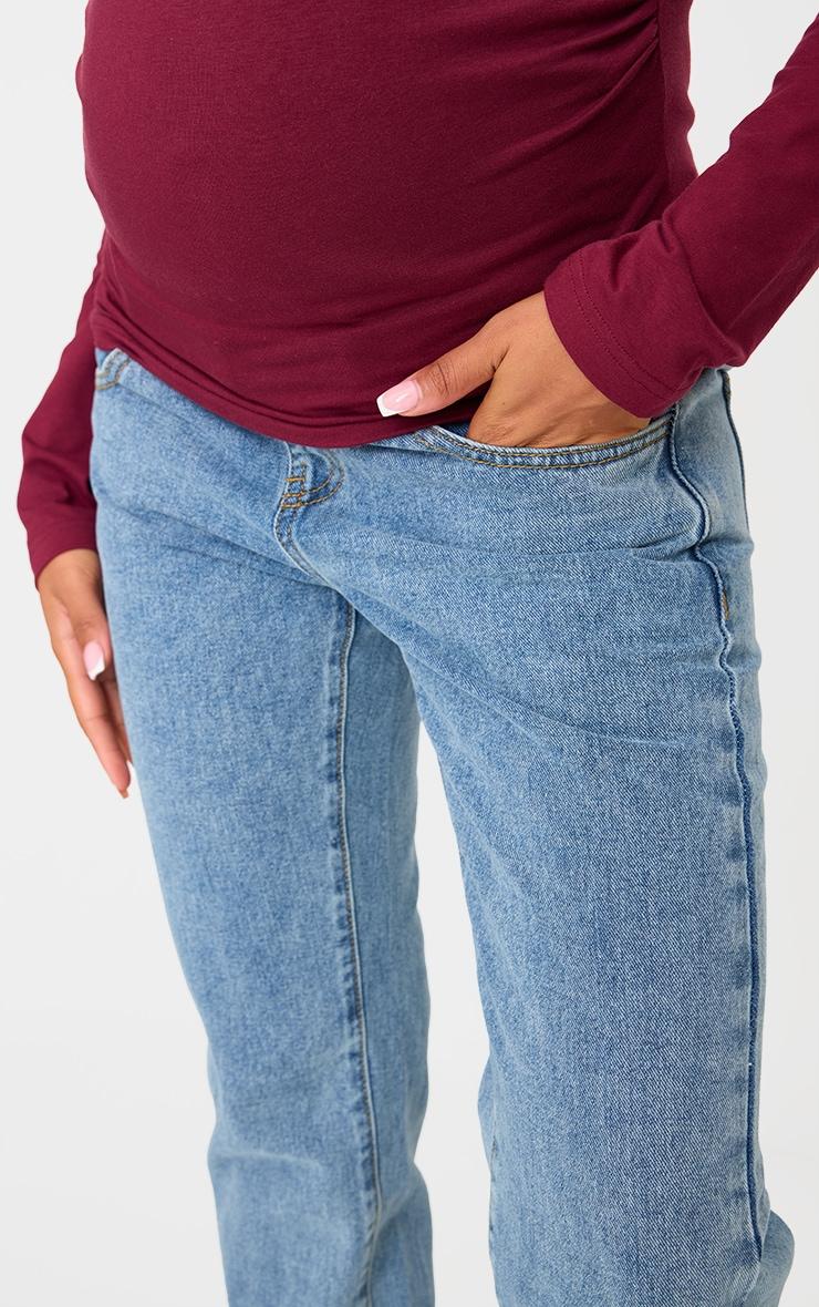 Maternity Light Blue Wash Long Leg Straight Jeans Product Image
