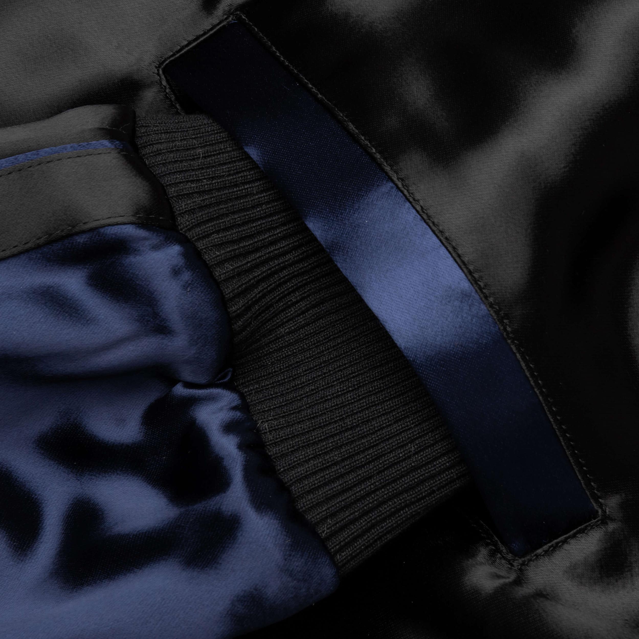 Black Satin Bomber with Beaded Logo - Black Male Product Image