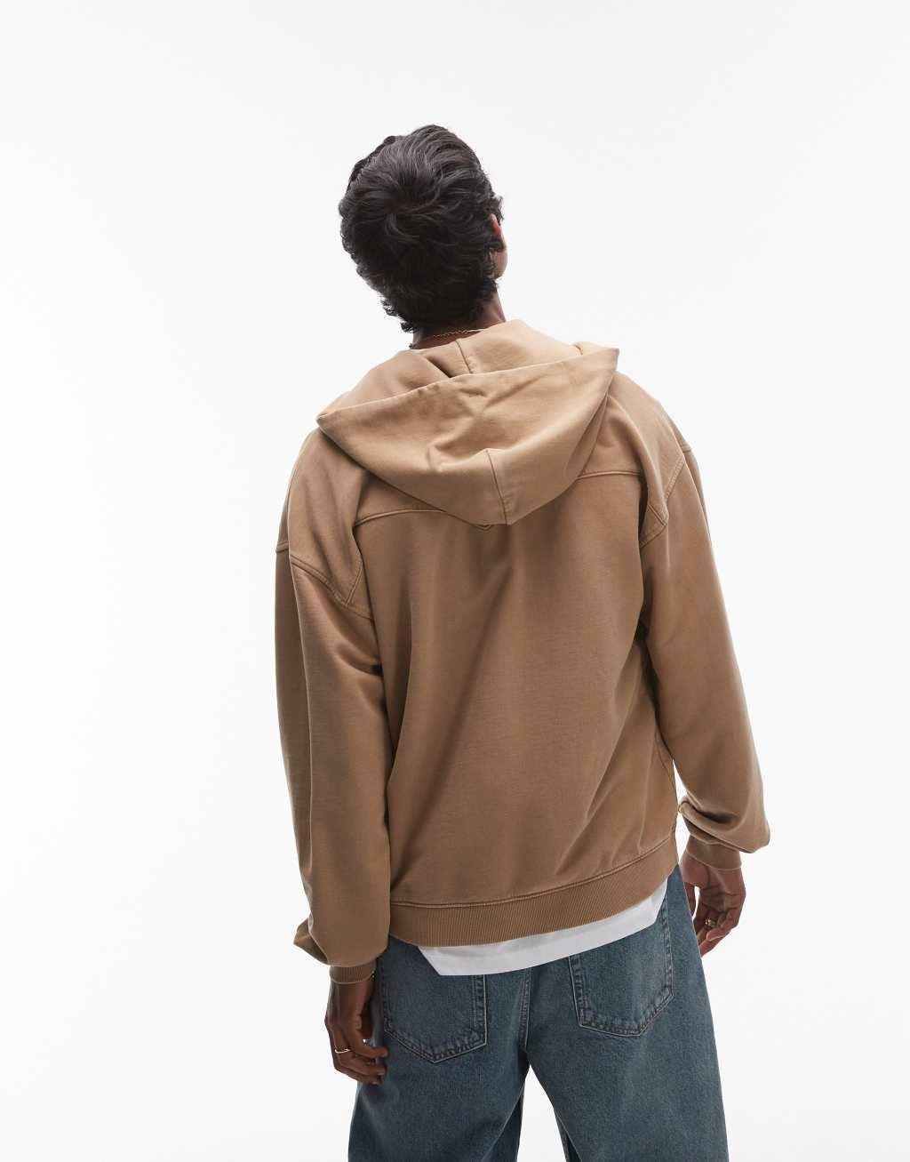 Levi's Lowell Western french terry full zip hoodie in beige Product Image
