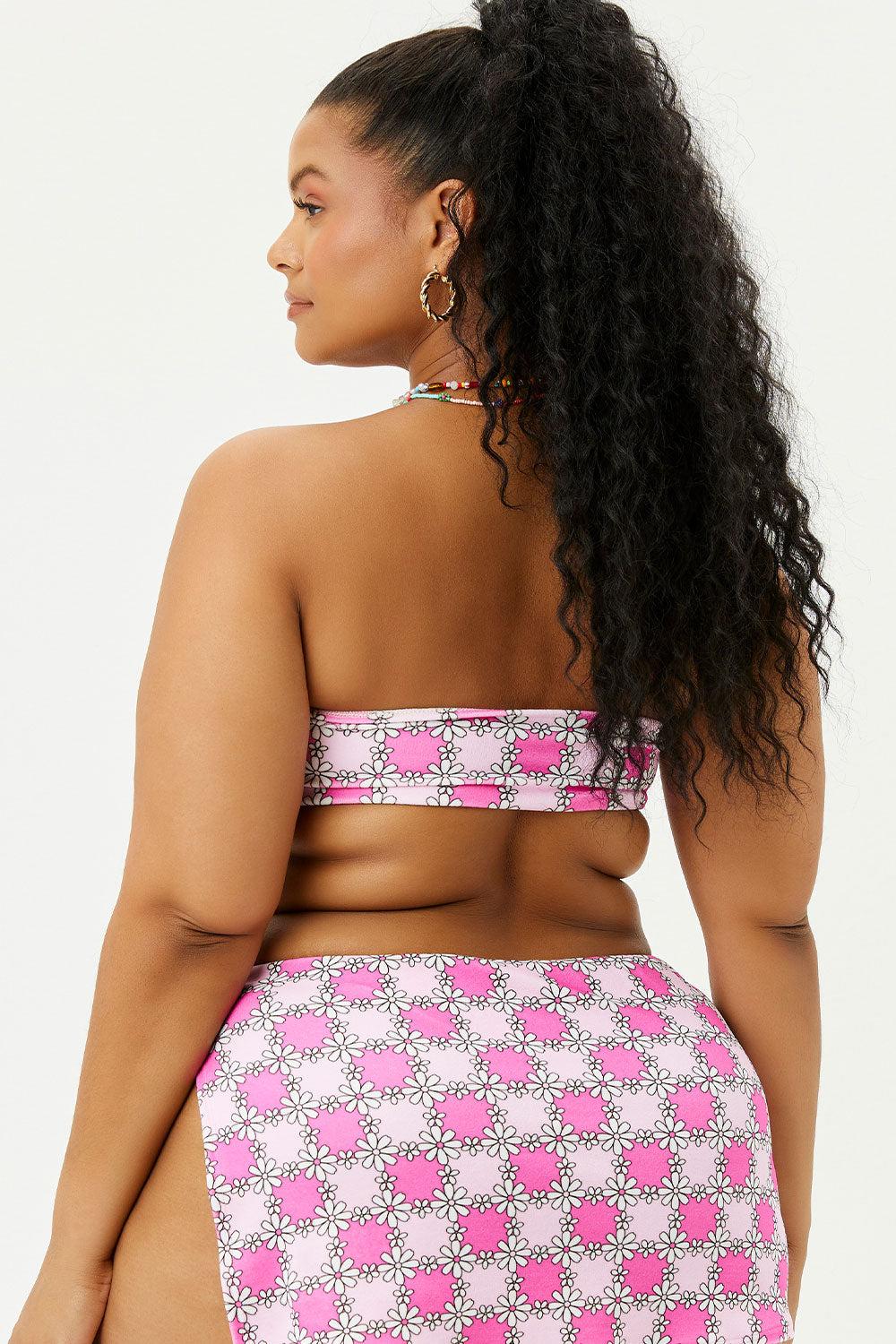 Jeanette Terry Strapless Bikini Top - Pink Daisy Product Image