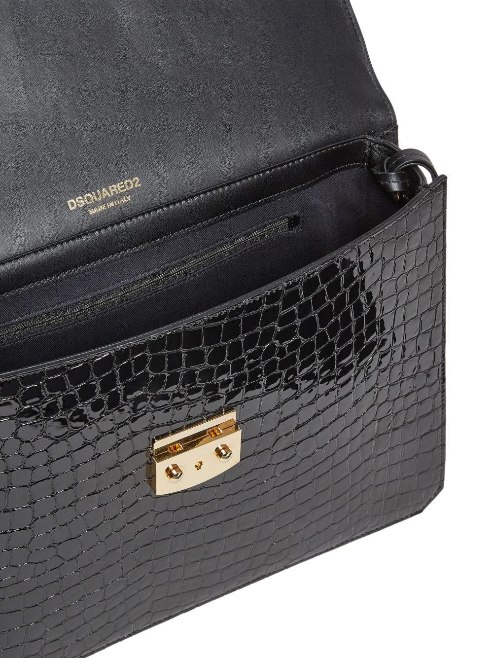 crocodile-embossed leather clutch bag Product Image