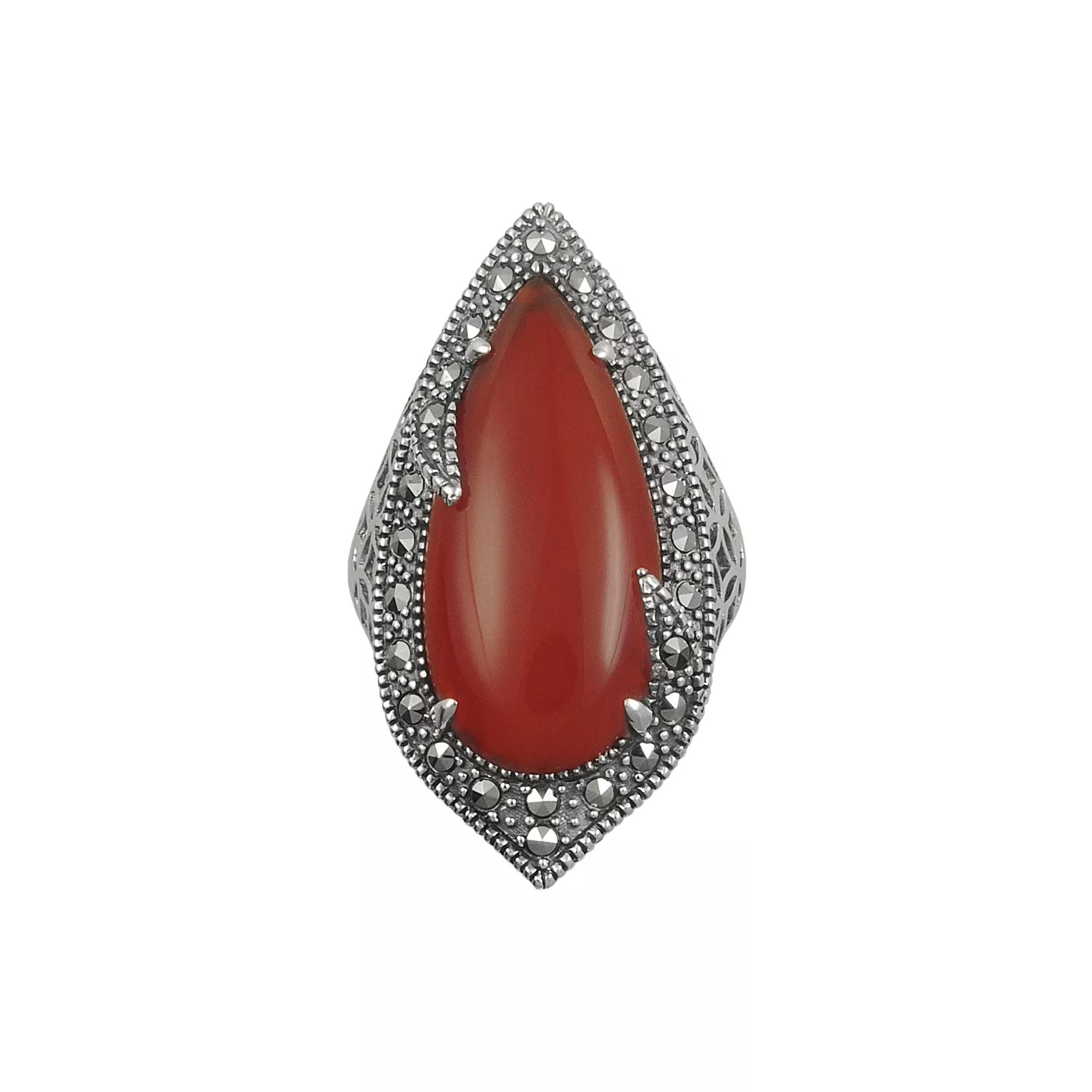Lavish by TJM Sterling Silver Red Agate Filigree Ring, Women's,  Product Image