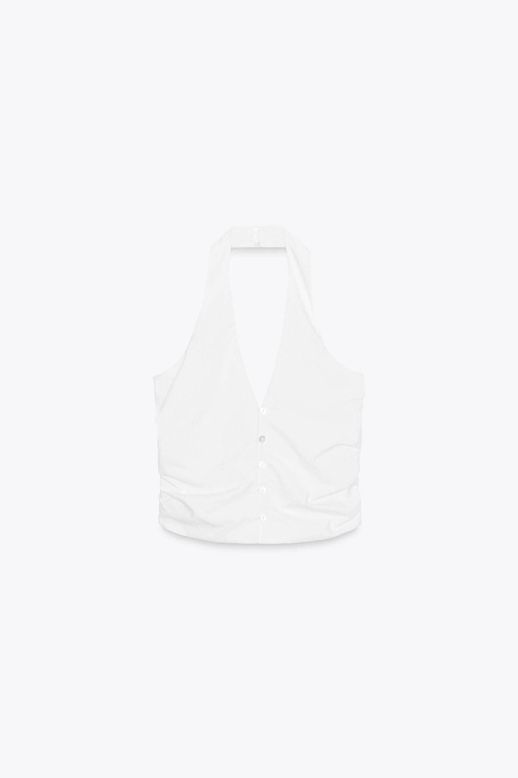 RUCHED HALTER VEST TOP Product Image
