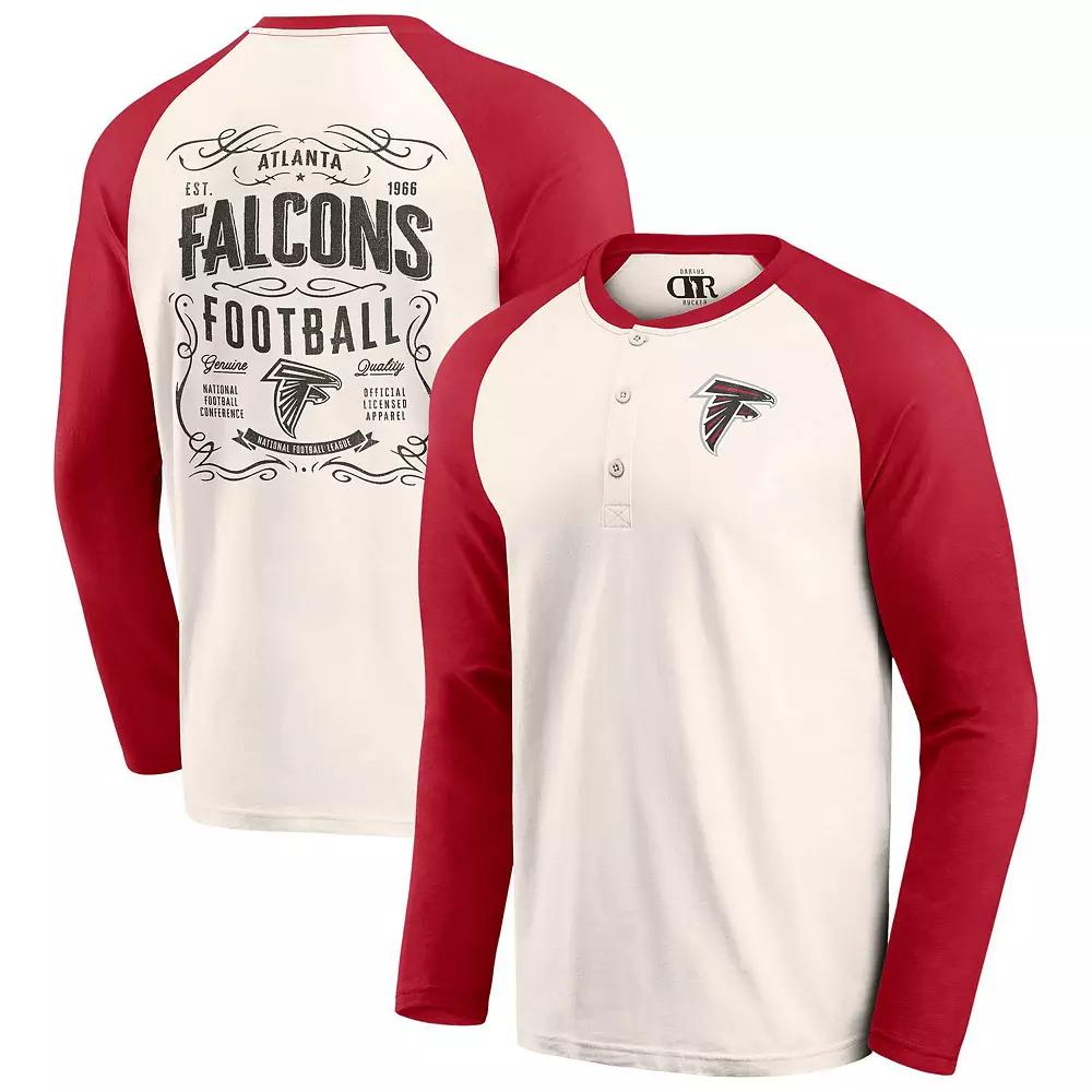 Men's Darius Rucker Collection by Fanatics Cream/Red Atlanta Falcons Raglan Henley T-Shirt, Size: XL, Beige Product Image