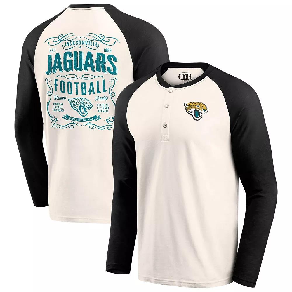 Men's Darius Rucker Collection by Fanatics Cream/Black Jacksonville Jaguars Raglan Henley T-Shirt, Size: 3XL, Beige Product Image