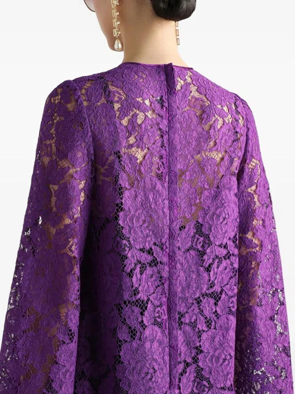 DOLCE & GABBANA Cordonetto Lace Short Dress In Purple Product Image