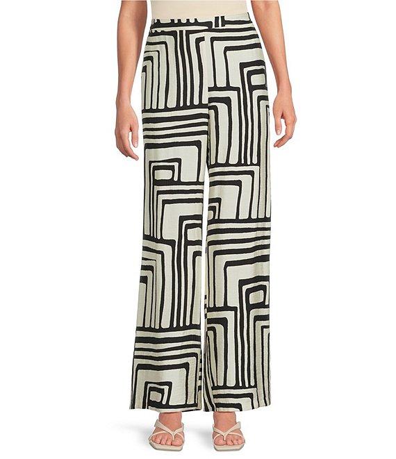 Lucy Paris Rue Geometric Print Flat Front Wide Leg Coordinating Pants Product Image